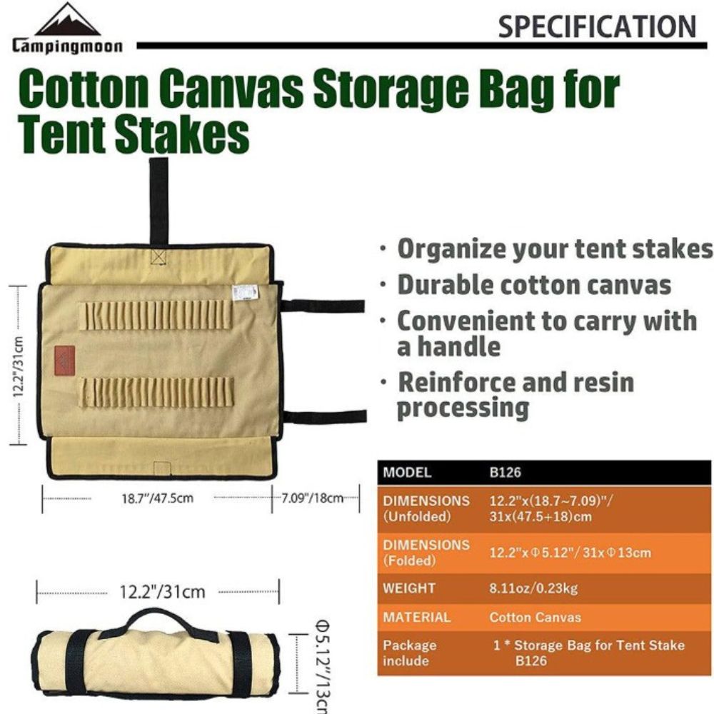Campingmoon Tent Stakes Case Storage Bag - S, Camping Accessories,    - Outdoor Kuwait