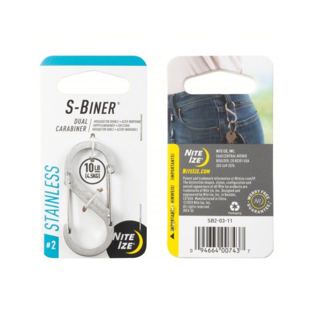 NITE IZE SBINER® STAINLESS STEEL DUAL CARABINER Size 2