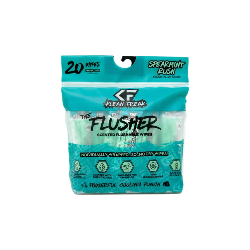 Klean Freak The Flusher 20 Pack - Flushable Wipes, Flushable Wipes, Spearmint Rush - Outdoor Kuwait