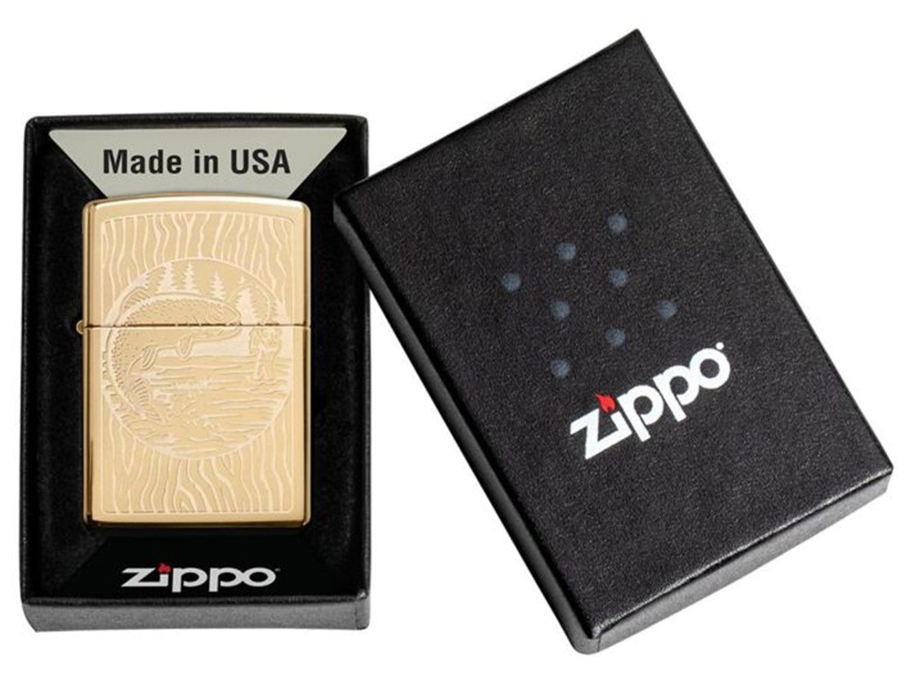Zippo 49610 254b Fisherman Design Lighter, Lighter, - Outdoor Kuwait