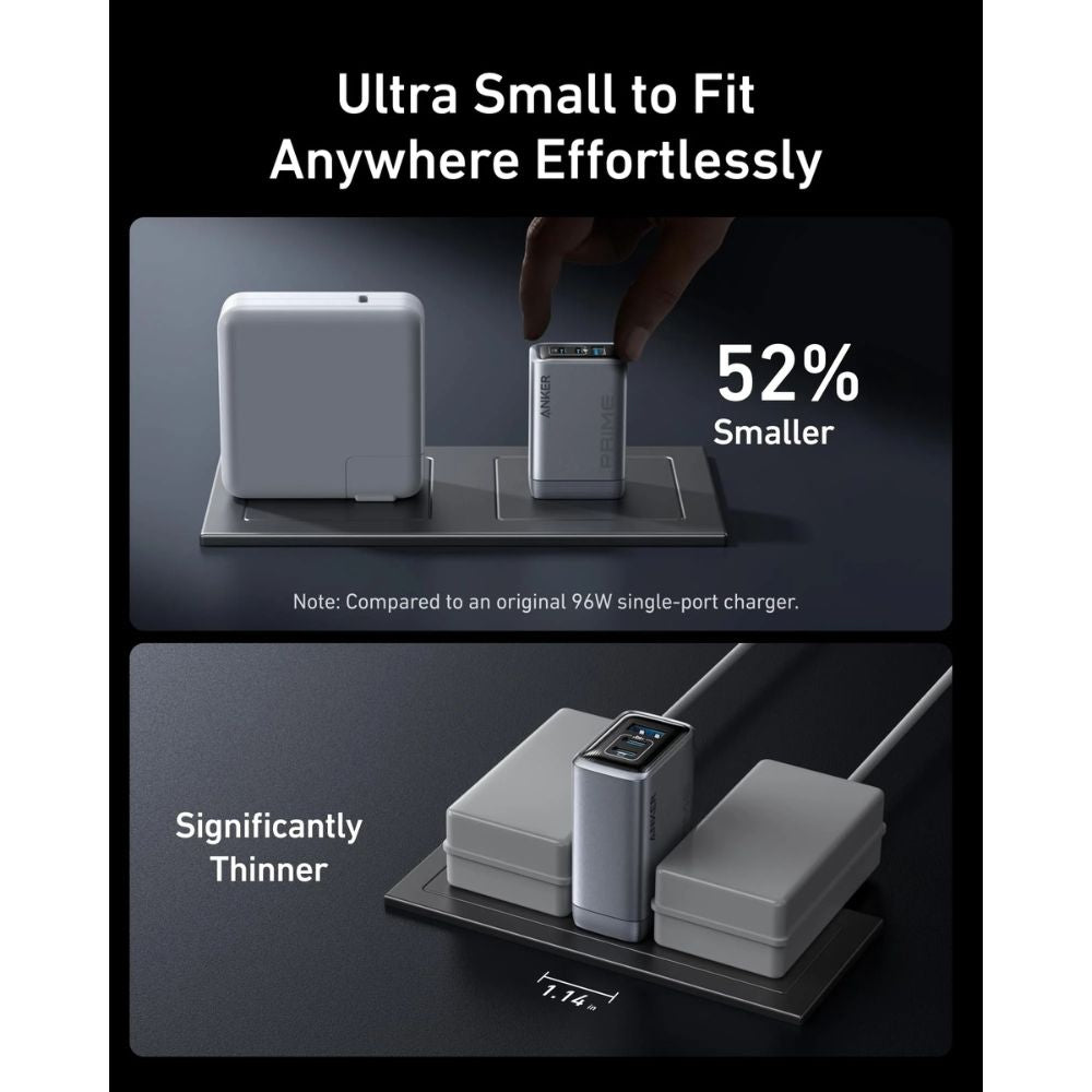 Anker Prime Charger (100W, 3 Ports, GaN) - Silver, Batteries, - Outdoor Kuwait