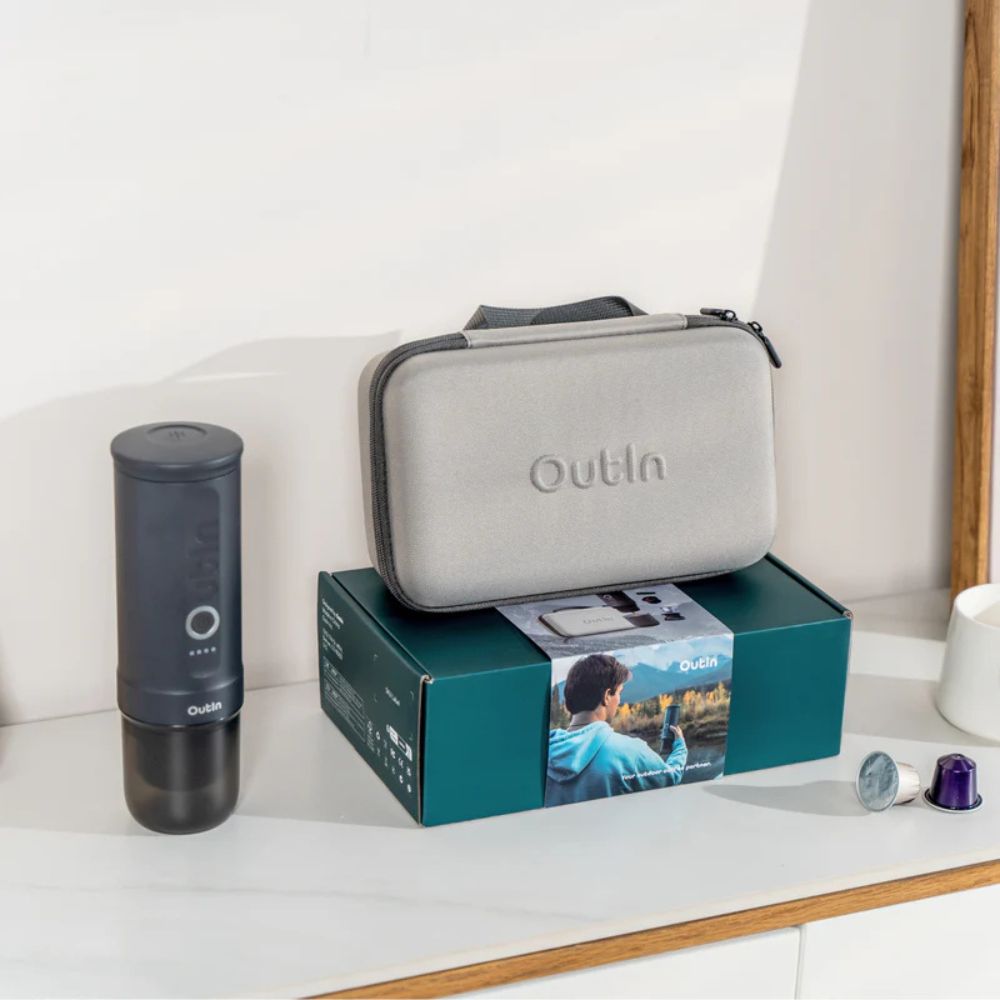 Outin Nano Portable Espresso Coffee Machine - Space Grey Combo, Espresso Machine, - Outdoor Kuwait