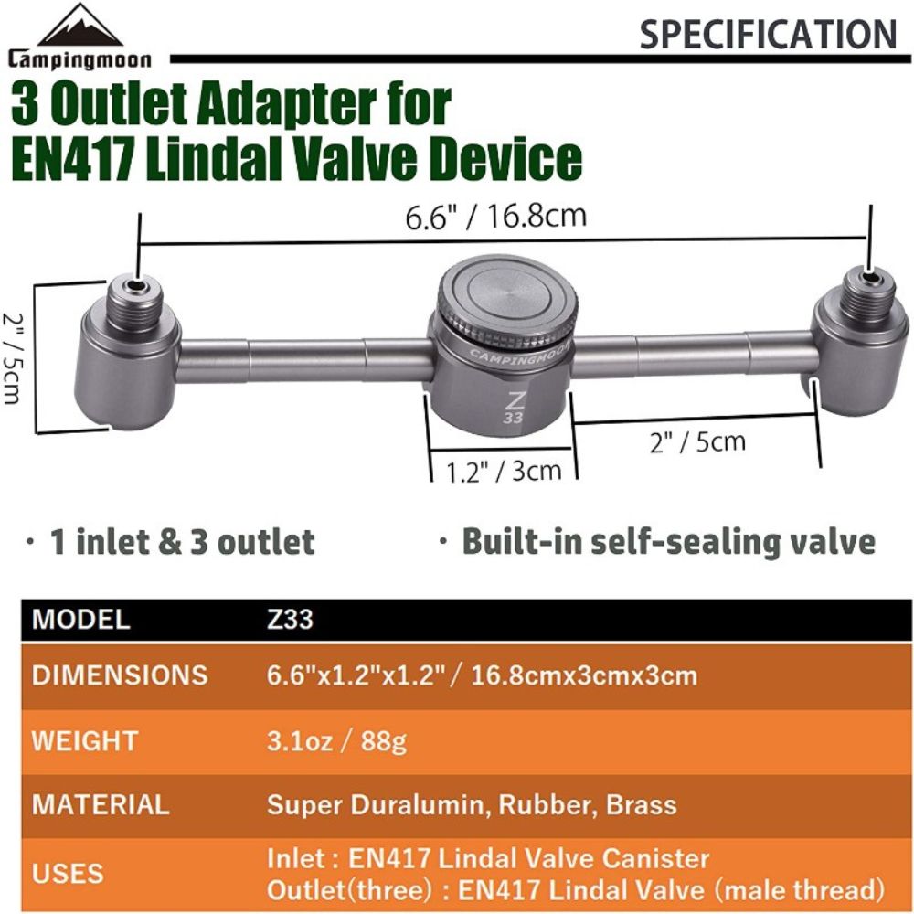 Campingmoon Z33 One to Three Conversion Head, Adapter, - Outdoor Kuwait