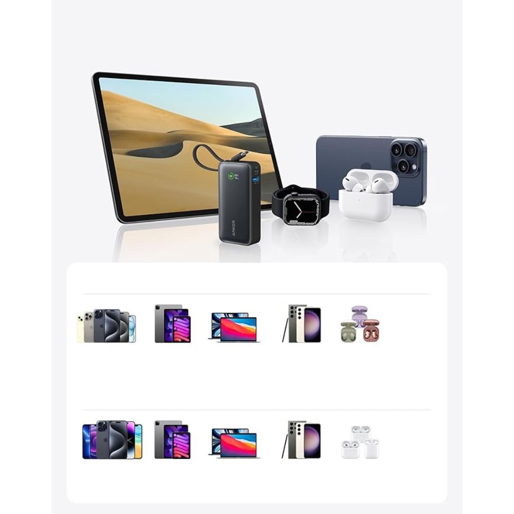 Anker Nano Power Bank (30W, Built-In USB-C Cable) 10,000mAh, Power Bank, - Outdoor Kuwait