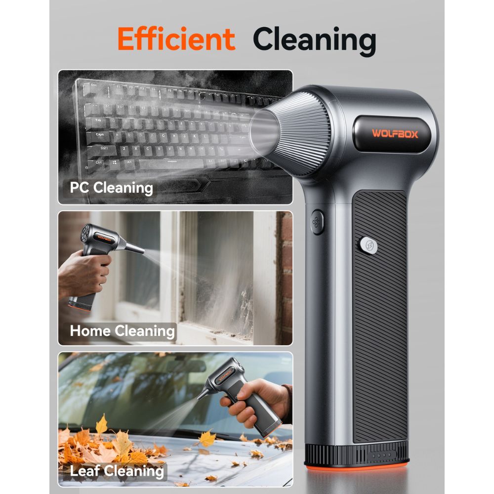 Wolfbox Compressed Air Duster - Super Power Electric Air Duster Removable Battery, Air Blower, - Outdoor Kuwait