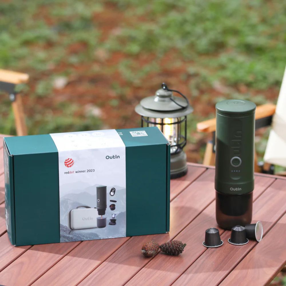 Outin Nano Portable Espresso Coffee Machine - Forest Green Combo, Espresso Machine, - Outdoor Kuwait