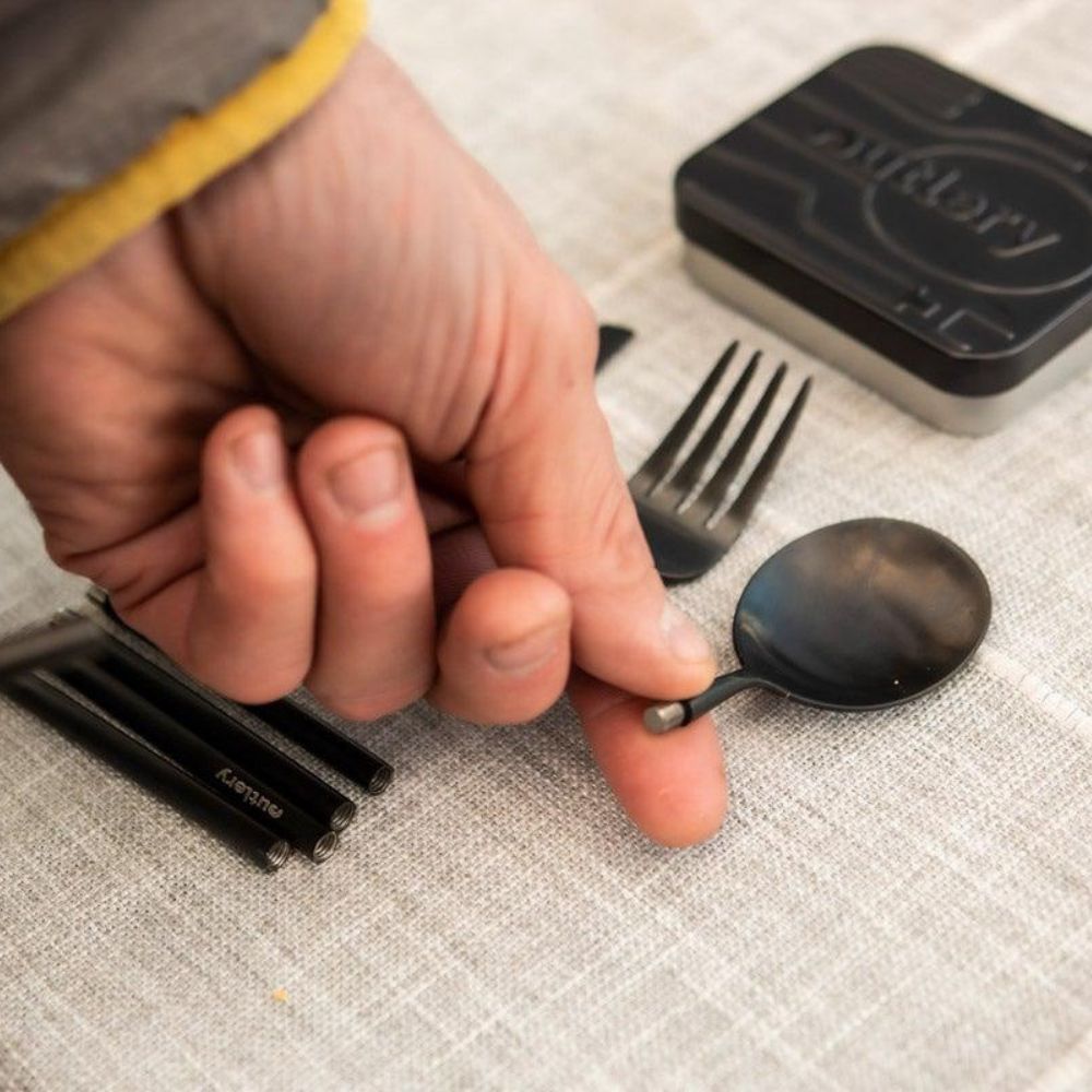 Outlery Travel Cutlery Set - Black, Reusable Cutlery,    - Outdoor Kuwait