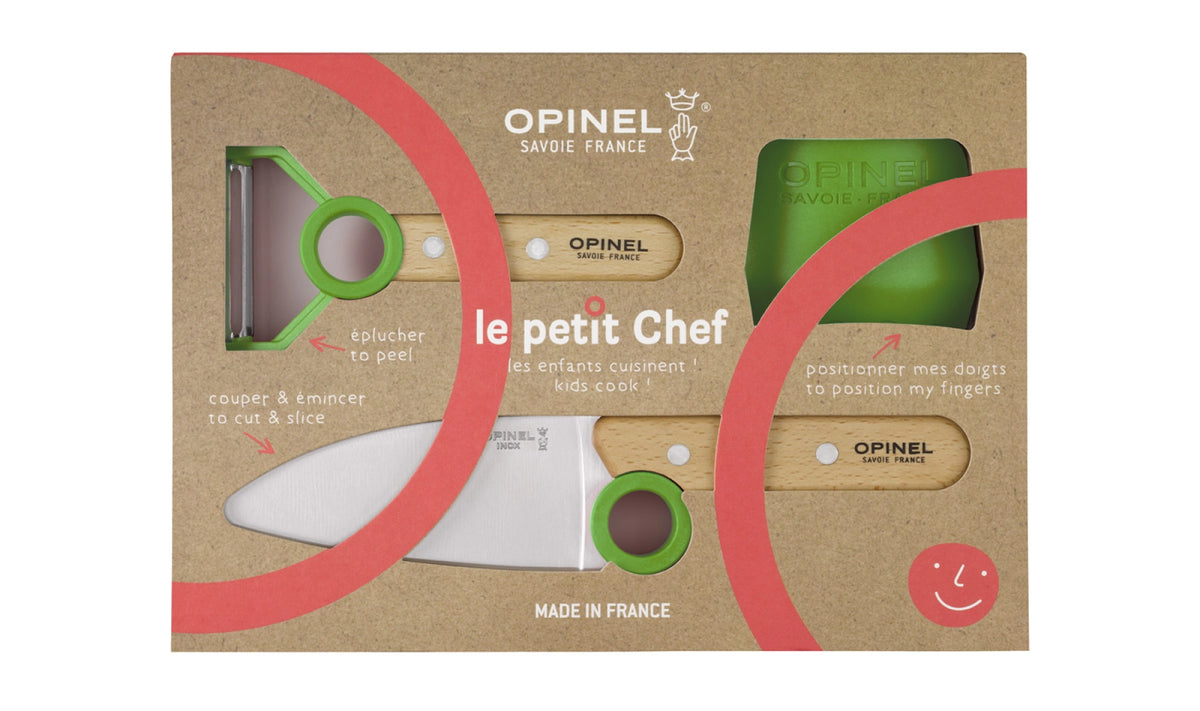 Opinel Le Petit Chef Set Peeler/Kitchen Knife & Cutting Guide, , - Outdoor Kuwait