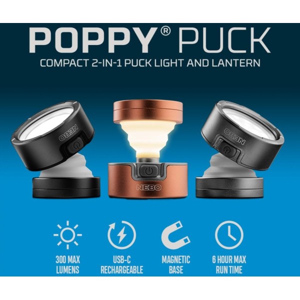 Nebo Poppy Puck 300 Lumen Collapsible Lantern, Lanterns, - Outdoor Kuwait