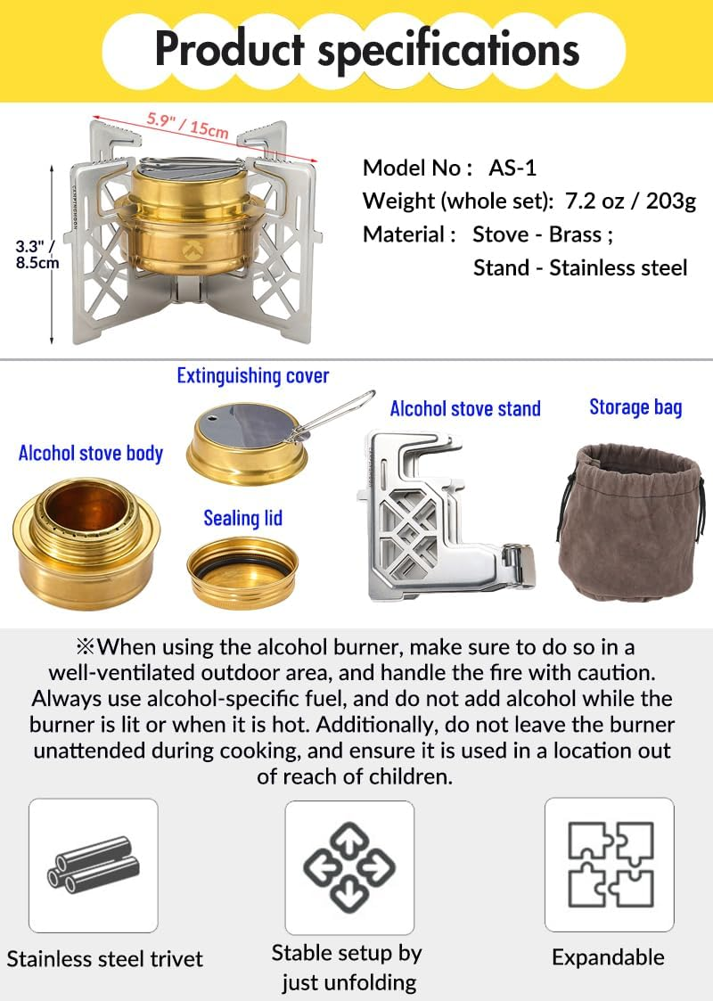 Campingmoon AS-1 Solo Alcohol Stove Stand Bracket, , - Outdoor Kuwait