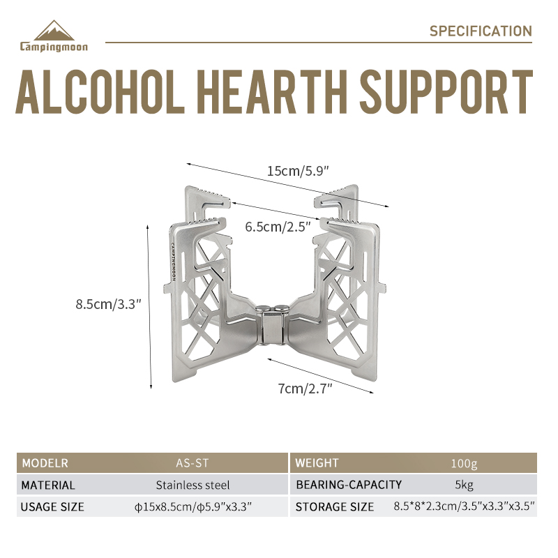 Campingmoon AS-1 Solo Alcohol Stove Stand Bracket, , - Outdoor Kuwait