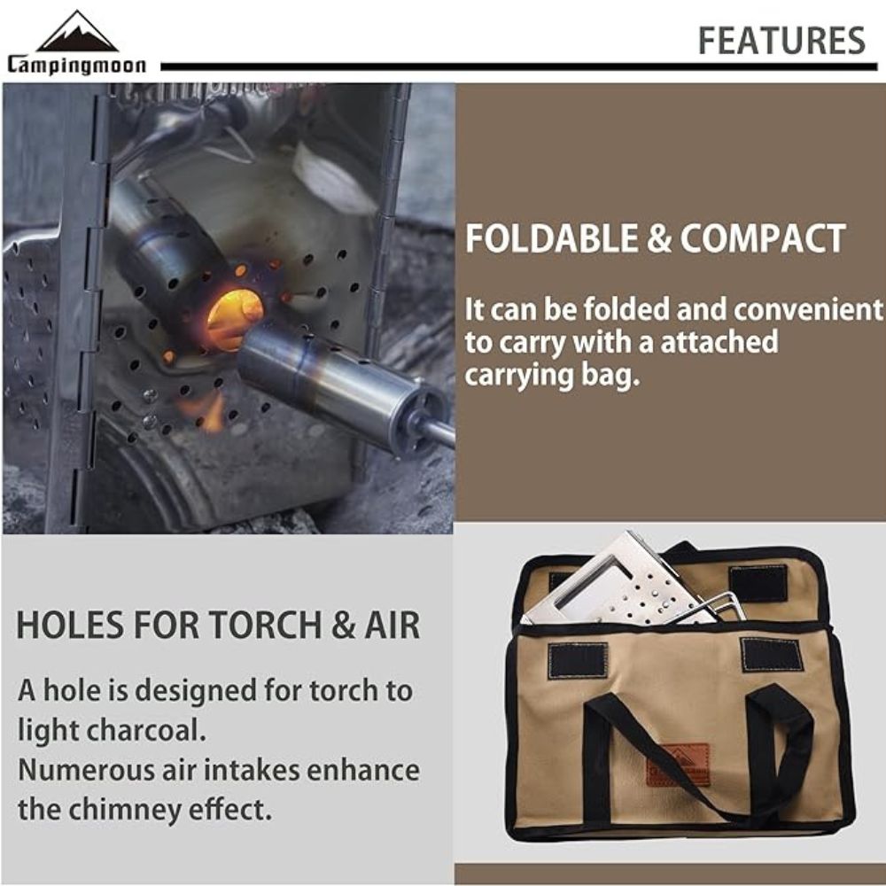 Campingmoon Foldable Charcoal Fire Starter - Large, Firepit,    - Outdoor Kuwait