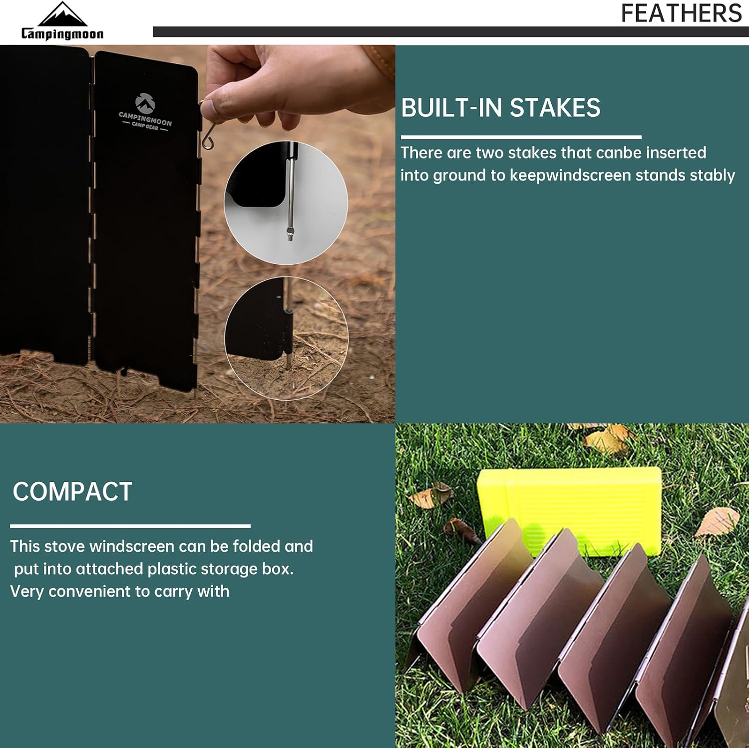 Campingmoon Foldable Aluminum Camp Stove Windscreen 10-Plate with Storage Box, , - Outdoor Kuwait