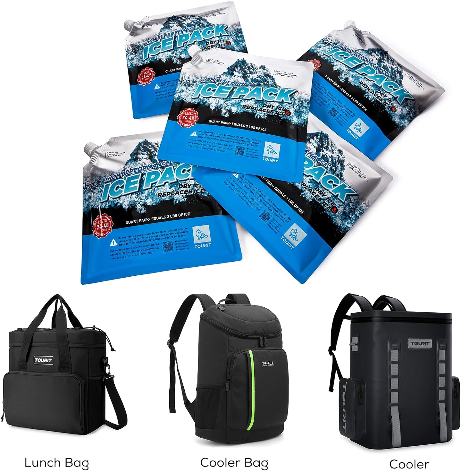 Tourit Reusable Ice Packs - 4 Pack, Ice Pack, - Outdoor Kuwait