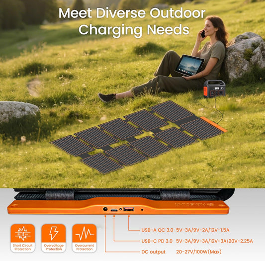 FlexSolar 100W Foldable Solar Panel, Solar Panel, - Outdoor Kuwait