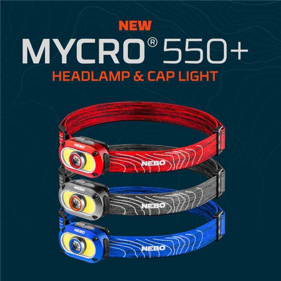 Nebo Mycro 550+ Blue Rechargeable Headlamp, Headlamps, - Outdoor Kuwait