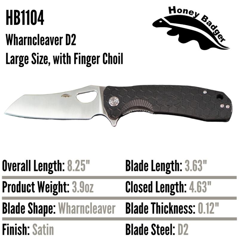 Honey Badger Flipper Wharncleaver Large With Choil D2, Knives,    - Outdoor Kuwait