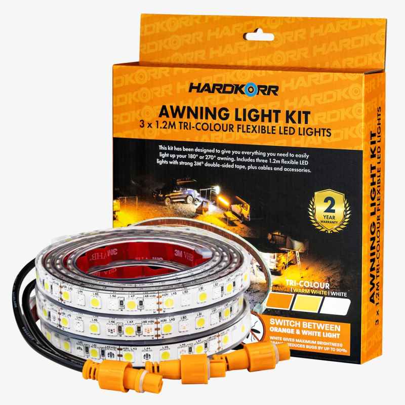 Hardkorr 3 Strip Tri-Colour LED Awning Light Kit, Camping Lights & Lanterns,    - Outdoor Kuwait