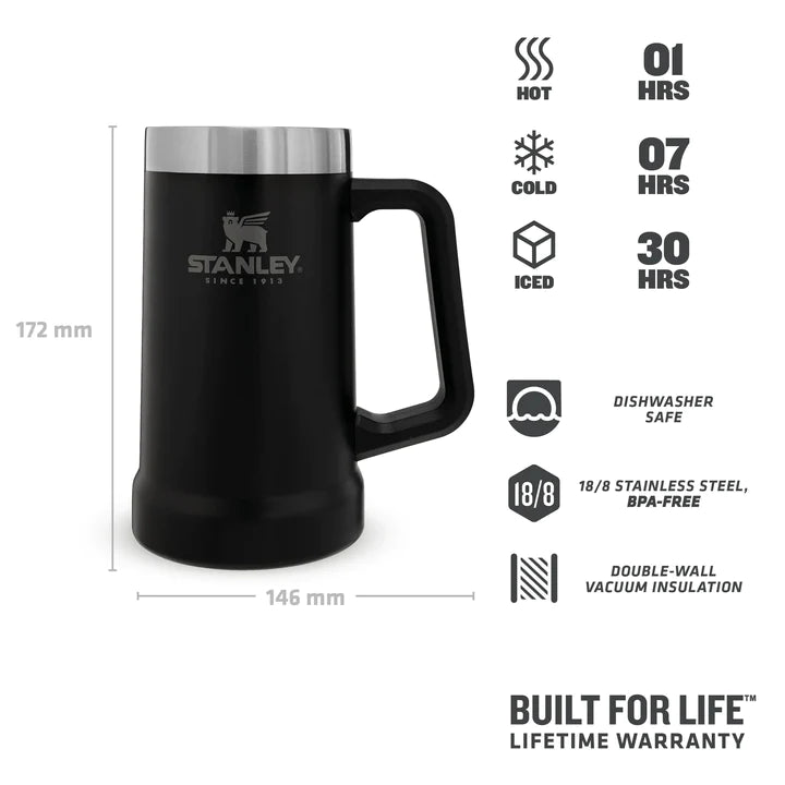 STANLEY ADVENTURE BIG GRIP BEER STEIN | 0.70L, Beer Stein, - Outdoor Kuwait