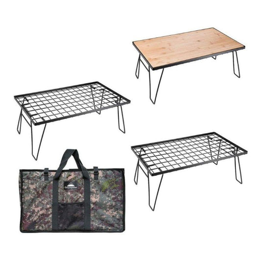 Campingmoon 3 Folding Multipurpose Tables with 1 Bamboo Board, Camp Furniture,    - Outdoor Kuwait