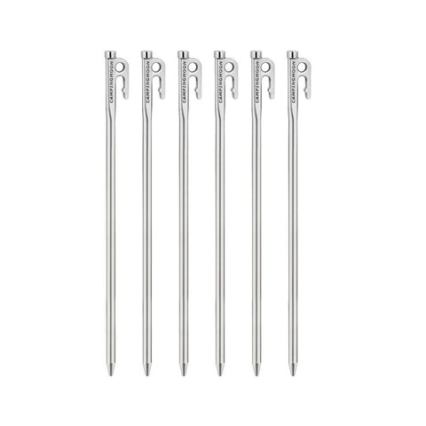 Campingmoon 6 Pieces Tent Pegs Stainless Steel - 35 cm