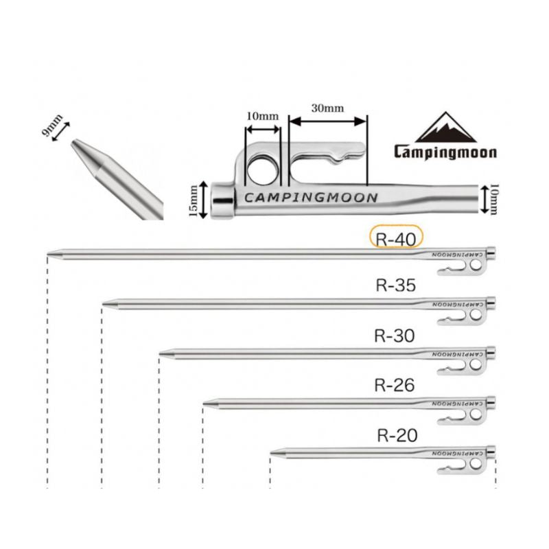 Campingmoon 6 Pieces Tent Pegs Stainless Steel - 40 cm, Tent Accessories,    - Outdoor Kuwait