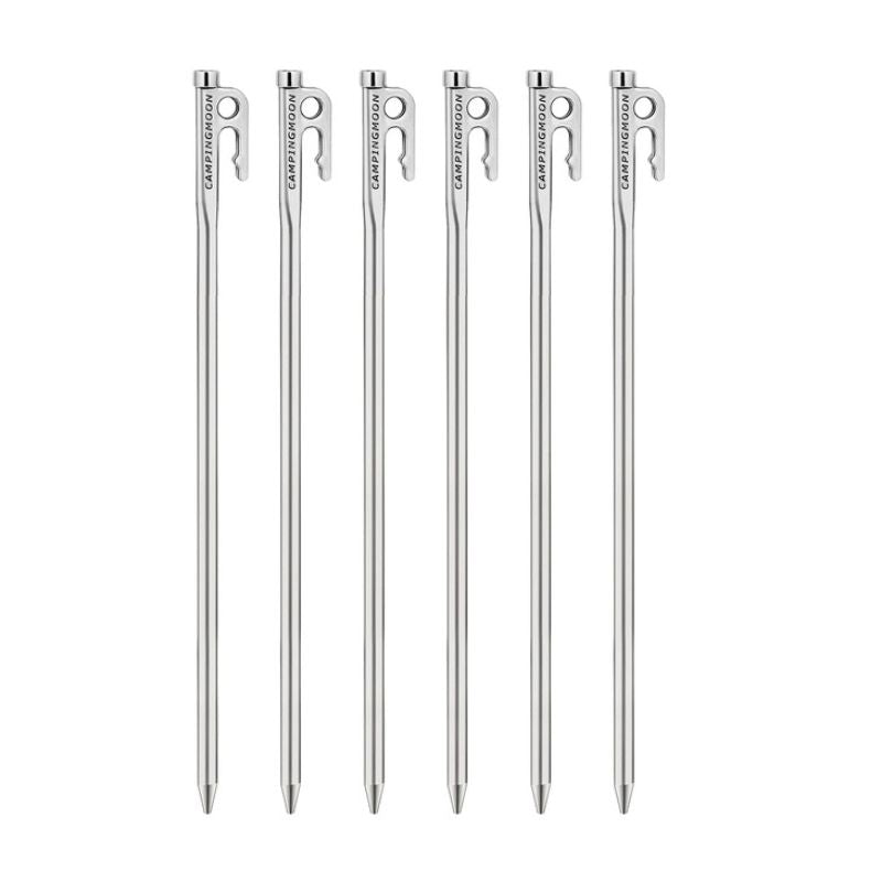 Campingmoon 6 Pieces Tent Pegs Stainless Steel - 40 cm, Tent Accessories,    - Outdoor Kuwait