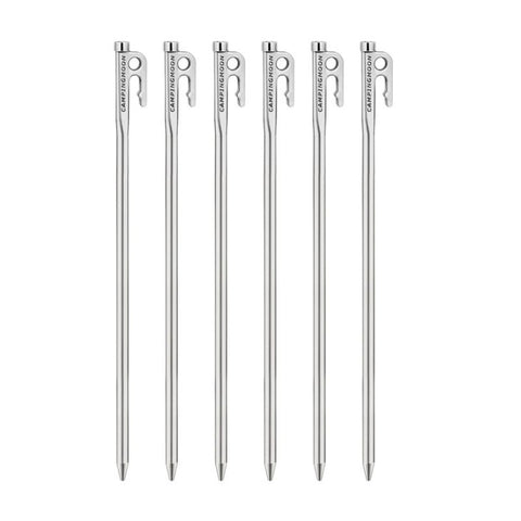Campingmoon 6 Pieces Tent Pegs Stainless Steel - 40 cm