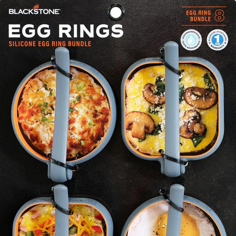 Blackstone 4" Egg Rings Bundle, 8 Pack - 4 Square, 4 Circle
