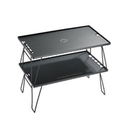 Campingmoon Black Multi Purpose Table + Two Aluminum, Camp Furniture,    - Outdoor Kuwait