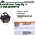 Campingmoon Carry Bag for 10-inch Dutch Oven, Outdoor Grill Accessories,    - Outdoor Kuwait