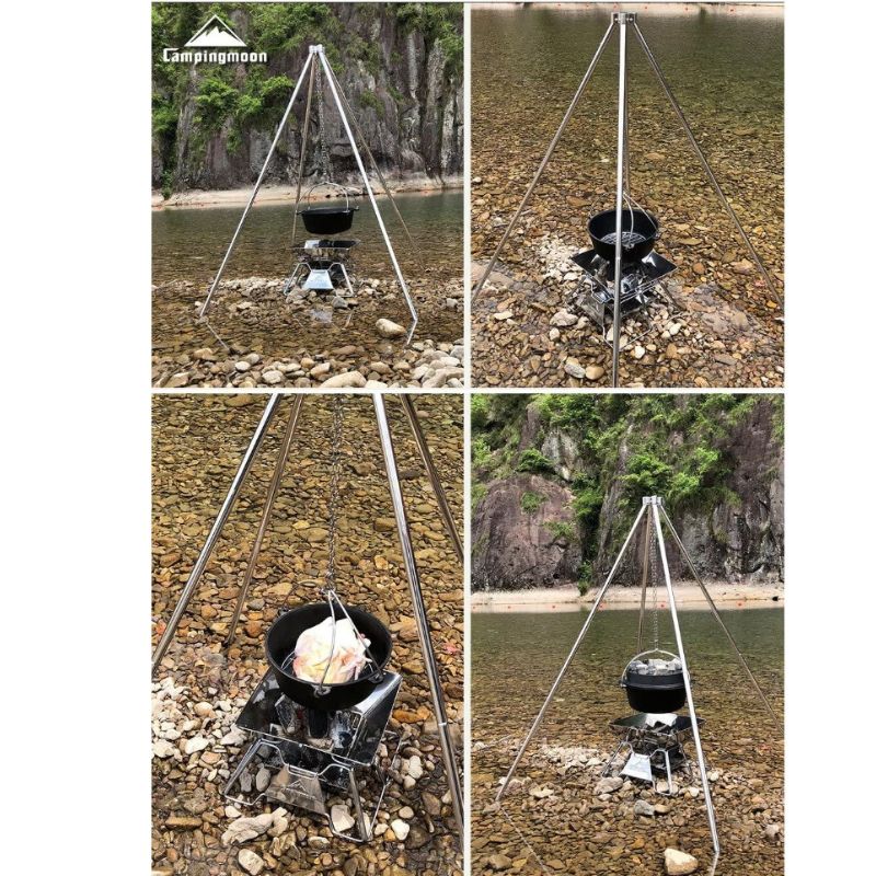 Campingmoon Fire Four-legged Stand with Carrying Bag, Outdoor Grill Accessories,    - Outdoor Kuwait