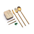 Outlery Full Set - Metallic Gold, Reusable Cutlery,    - Outdoor Kuwait