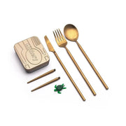 Outlery Full Set - Metallic Gold, Reusable Cutlery,    - Outdoor Kuwait