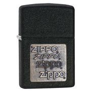 Zippo Black Crackle Silver Zippo Logo Lighter - ZP363, Lighter, - Outdoor Kuwait
