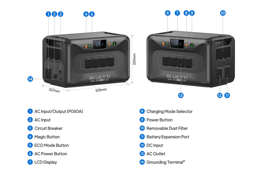 Bluetti Apex 300 Portable Power Station | 3800W 2760Wh, Power Station, - Outdoor Kuwait