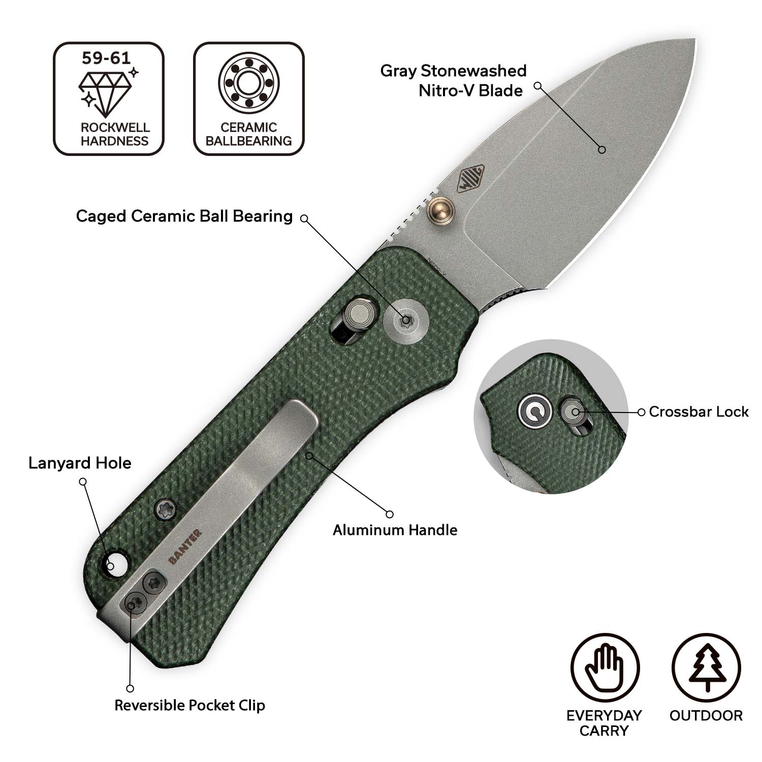 CIVIVI Baby Banter 2 Micarta Pocket Knife C23074-3