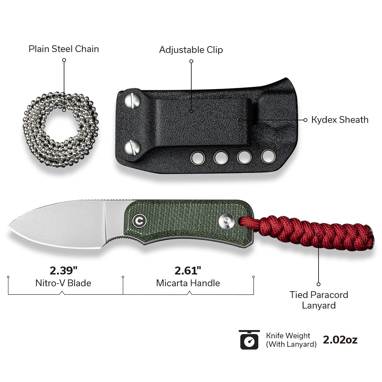 CIVIVI C23045-2 Baby Banter Fixed Blade Knife Green