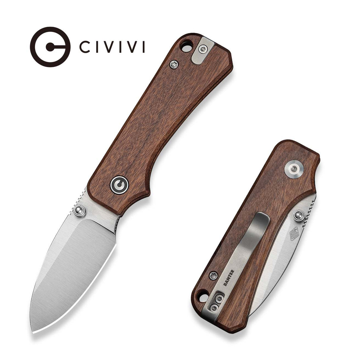 CIVIVI Baby Banter Slip Joint Wood Pocket Knife C25066A-2, Knives, - Outdoor Kuwait