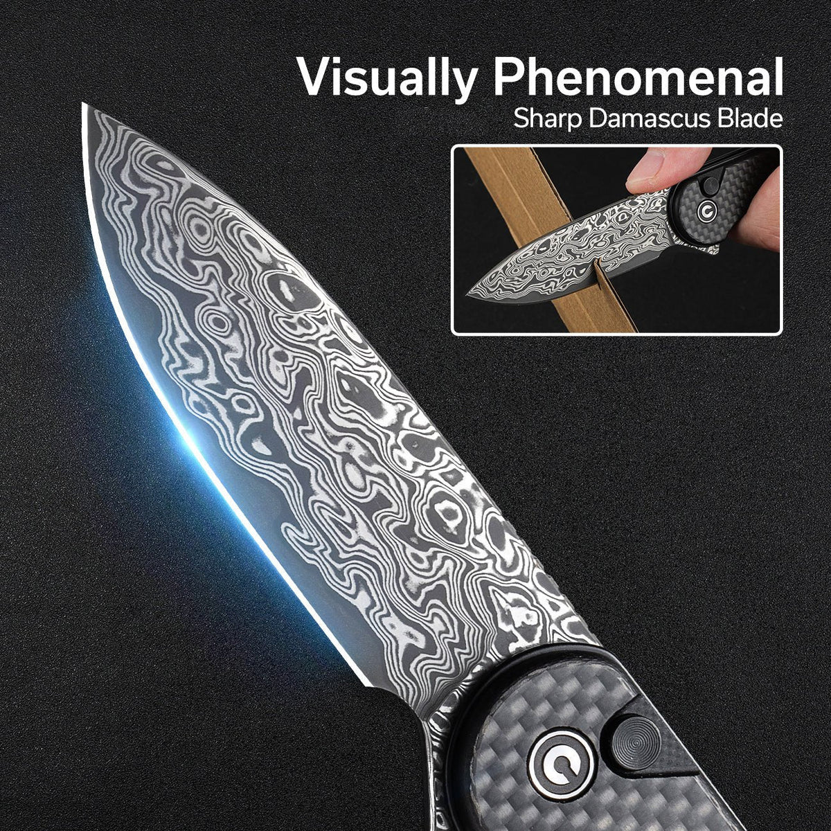 CIVIVI Button Lock Elementum II Carbon Fiber Pocket Knife C18062PB-DS1