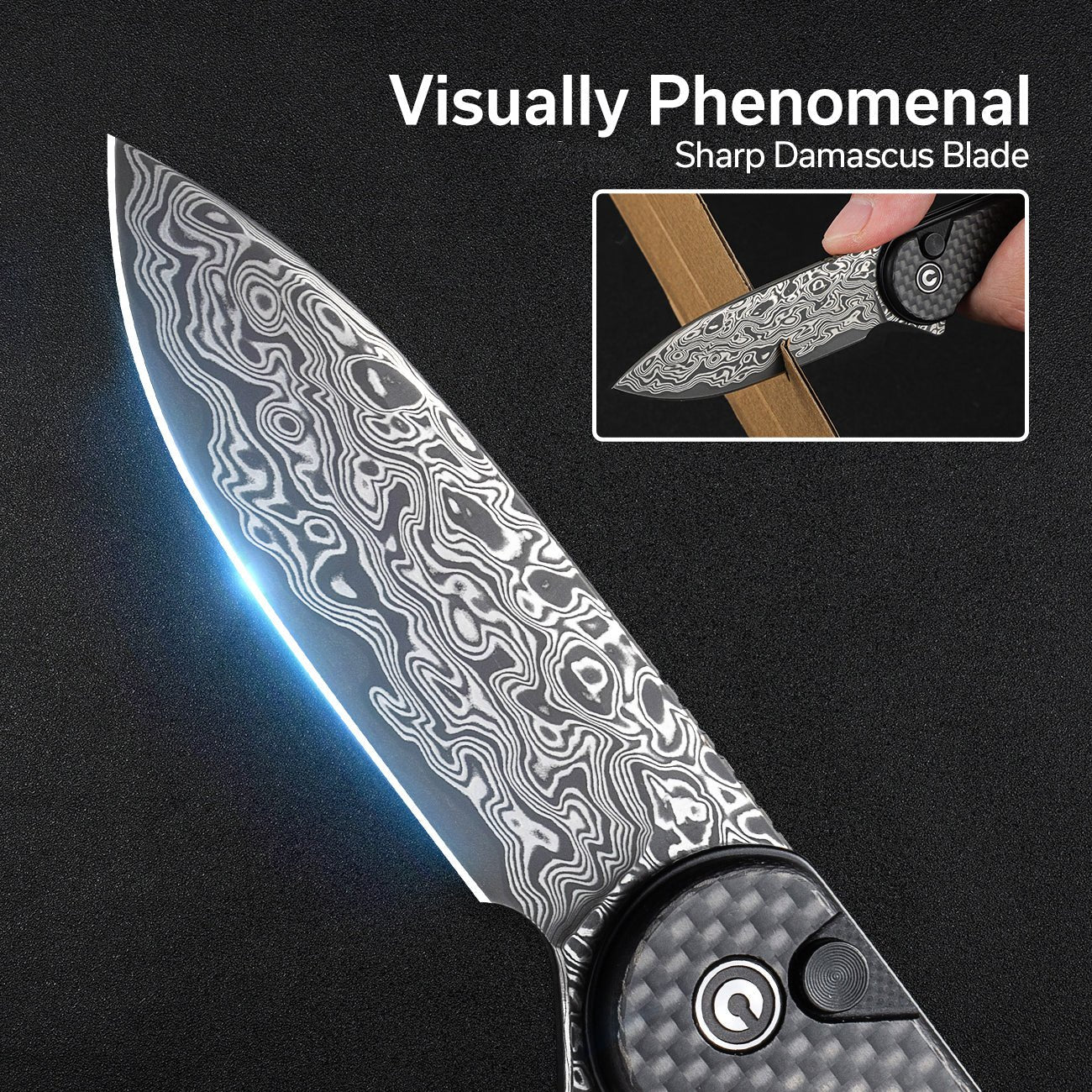CIVIVI Button Lock Elementum II Carbon Fiber Pocket Knife C18062PB-DS1