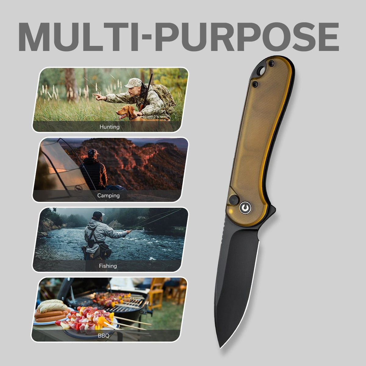CIVIVI Button Lock Elementum II Bead Blasted Ultem Pocket Knife C18062P-8, Knives, - Outdoor Kuwait