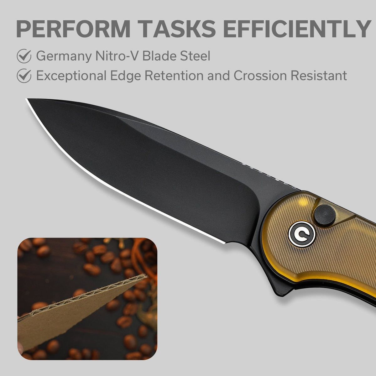 CIVIVI Button Lock Elementum II Bead Blasted Ultem Pocket Knife C18062P-8, Knives, - Outdoor Kuwait