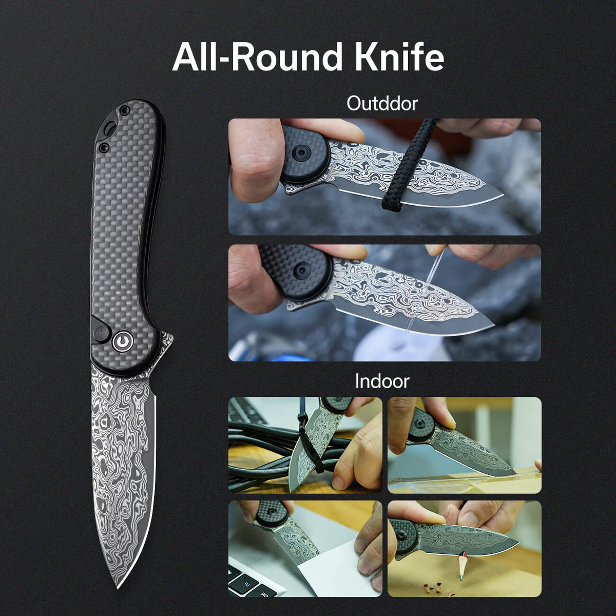 CIVIVI Button Lock Elementum II Carbon Fiber Pocket Knife C18062PB-DS1