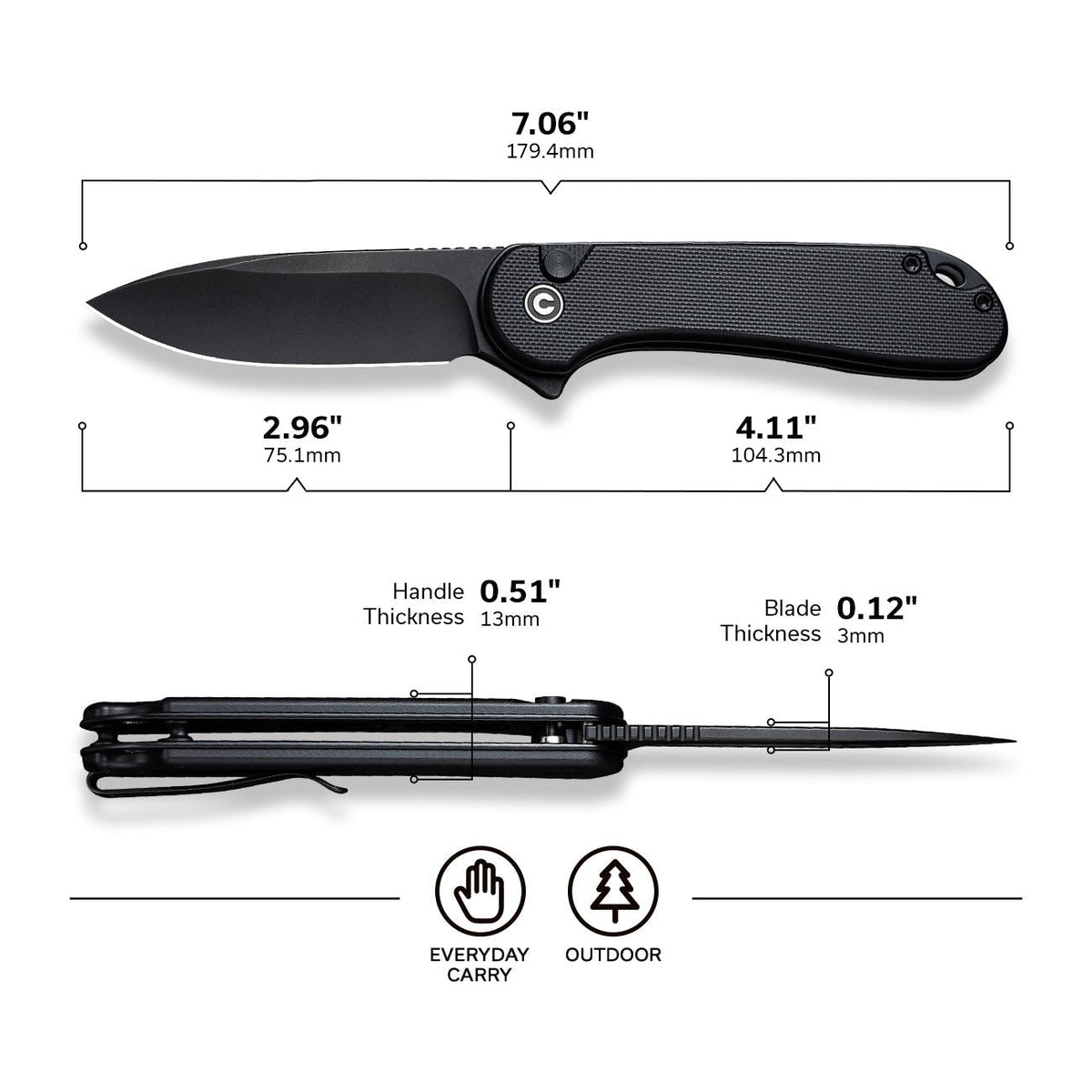 CIVIVI Button Lock Elementum II G10 Pocket Knife C18062P-1