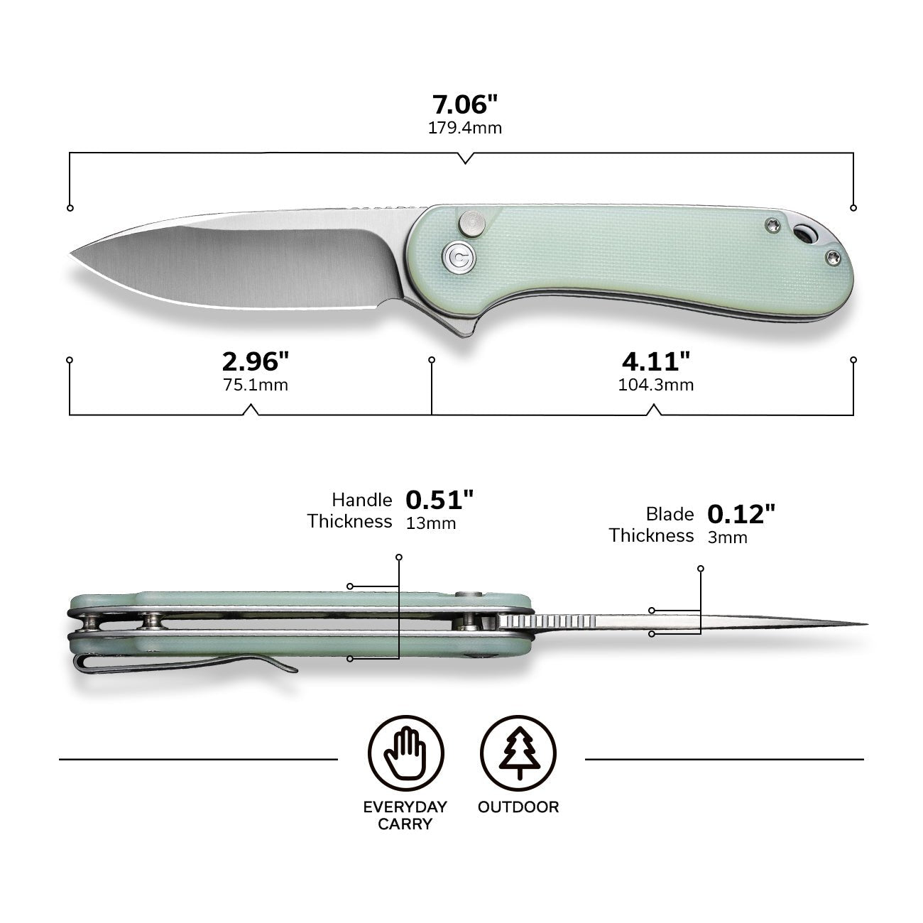 CIVIVI Button Lock Elementum II G10 Pocket Knife C18062P-2