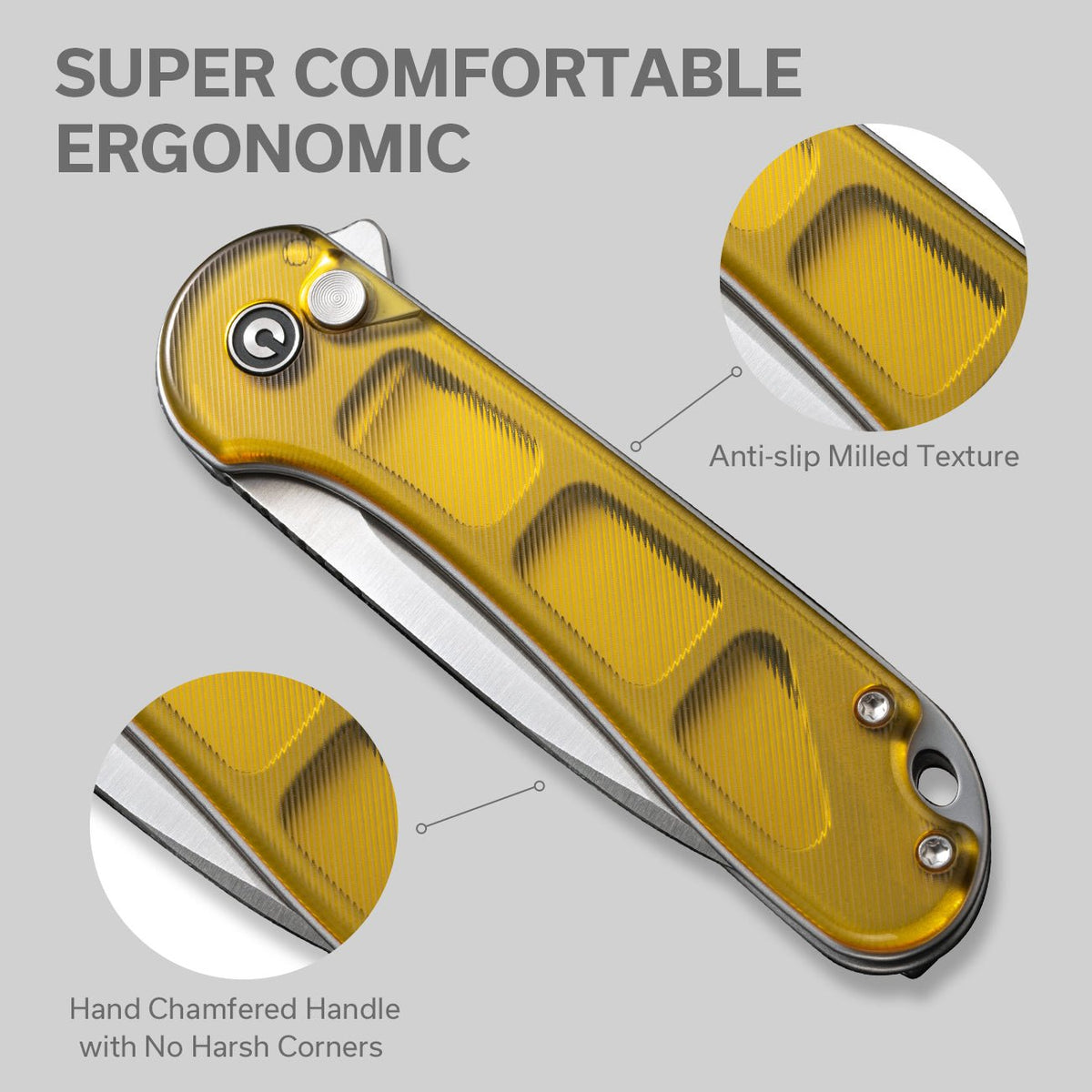 CIVIVI Button Lock Elementum II Polished Ultem Pocket Knife C18062P-7, Knives, - Outdoor Kuwait