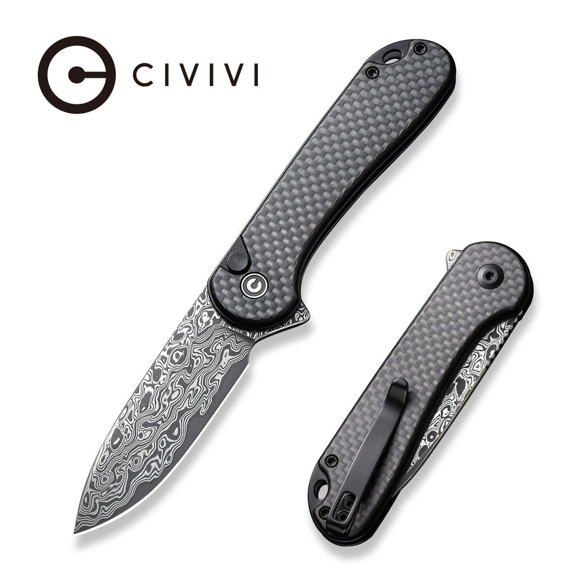 CIVIVI Button Lock Elementum II Carbon Fiber Pocket Knife C18062PB-DS1