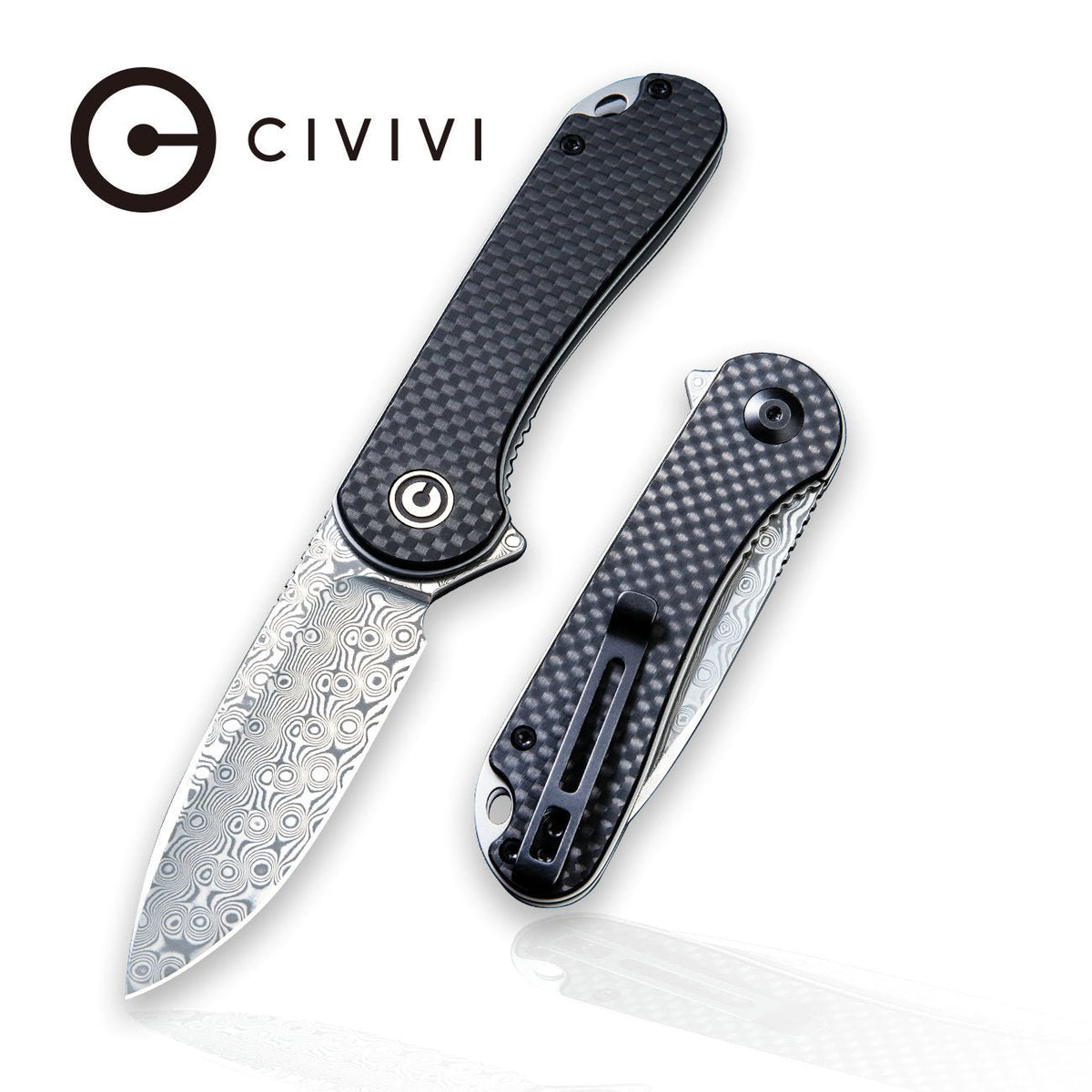 CIVIVI Elementum Damascus Carbon Fiber Pocket Knife C907DS, Knives, - Outdoor Kuwait