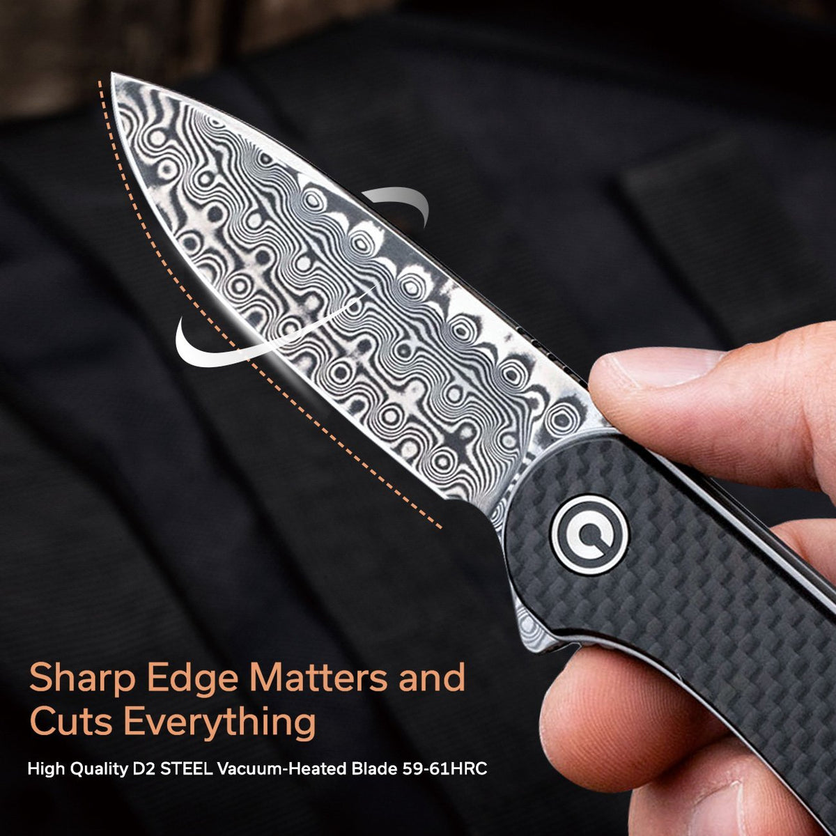 CIVIVI Elementum Damascus Carbon Fiber Pocket Knife C907DS, Knives, - Outdoor Kuwait